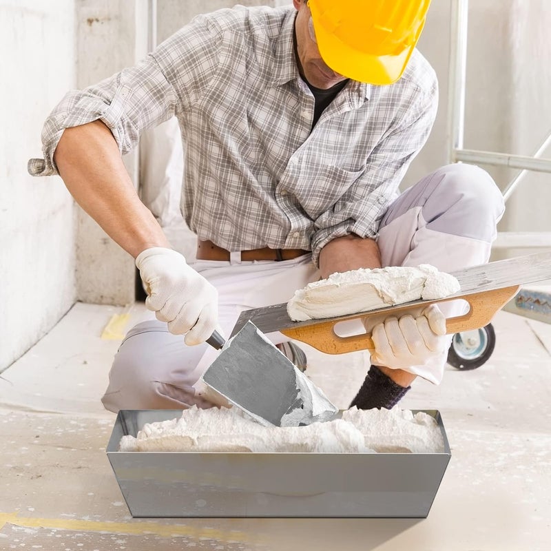 DEKEones Drywall Pan Mud, 12” Stainless Steel Watertight Reinforced Mud Pan, Tapered Sides, Drywall Tool Tray Bucket - Image 4